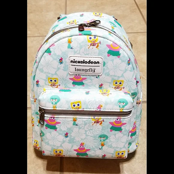 Loungefly Nickelodeon SpongeBob SquarePants Tropical Friends Mini Backpack NWT SpongeBob SquarePants Tropical Friends Mini Backpack NEW  main image 2